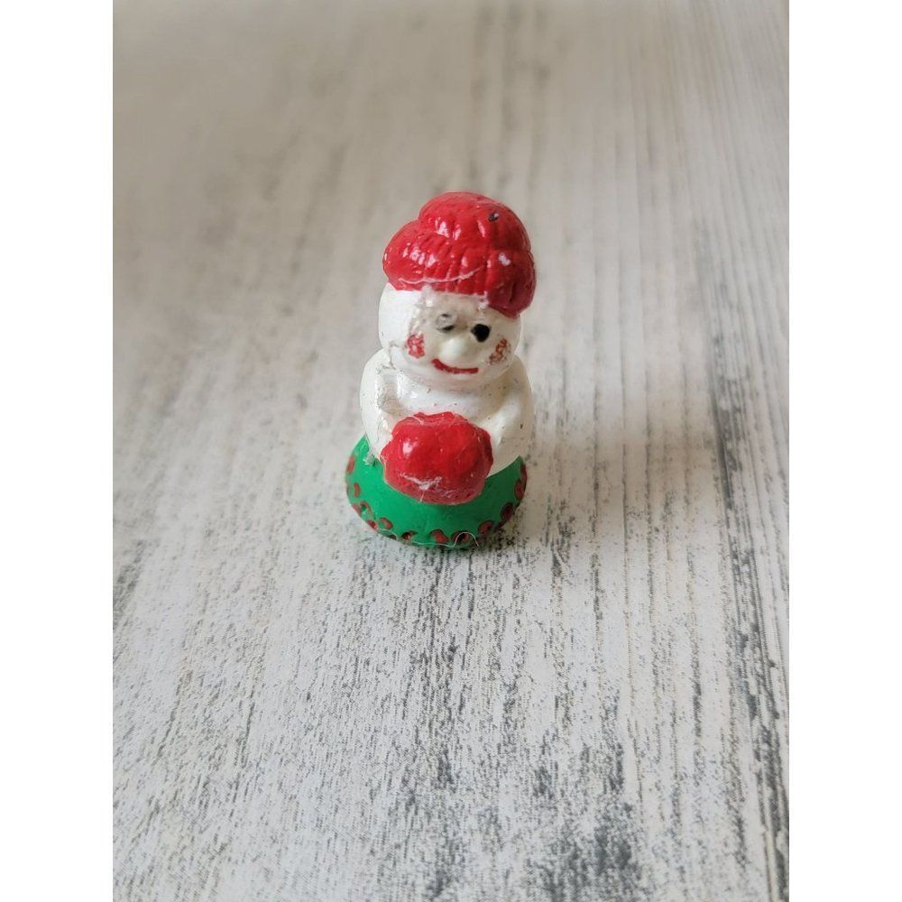 Mini Miss Claus snowman Village accessory Xmas decor